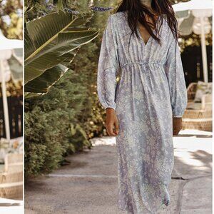 NWOT Summersalt The Cinched Waist Kaftan Dress Women 1XL Lavender Floral Pastel